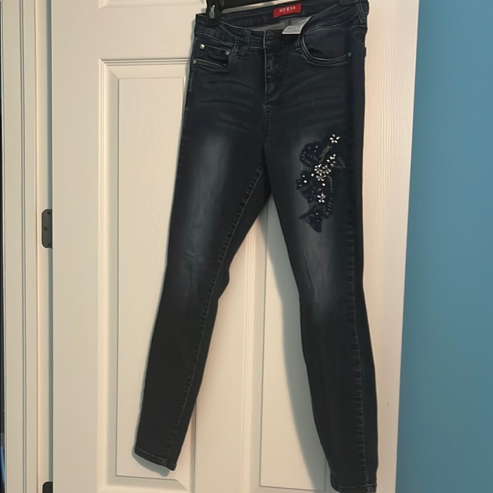 Guess Black Skinny Jeans with Embellishments